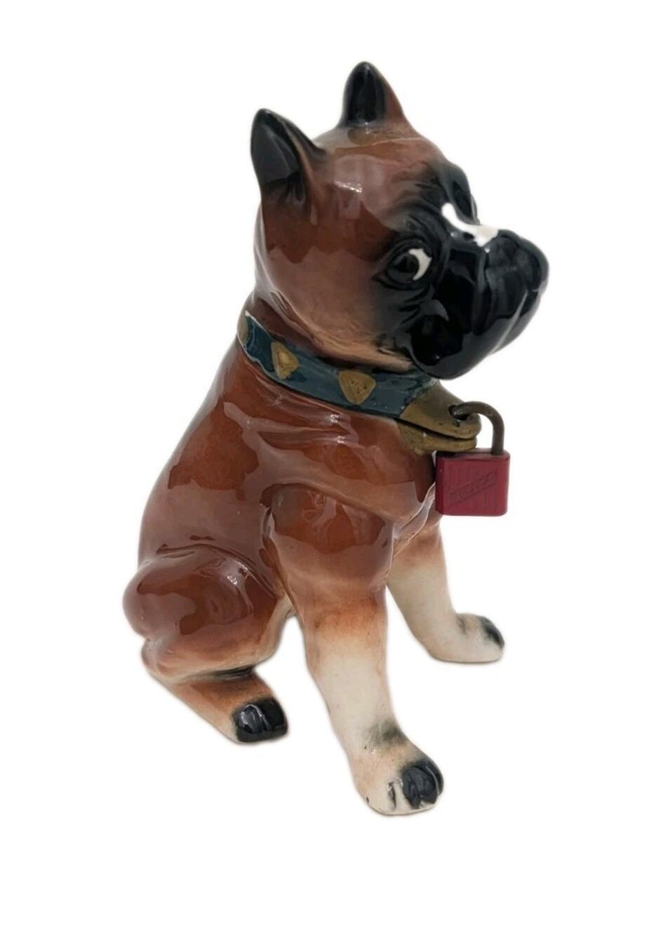 Porcelain Boxer Dog Piggy Bank 1955 Kreiss 7.2 In